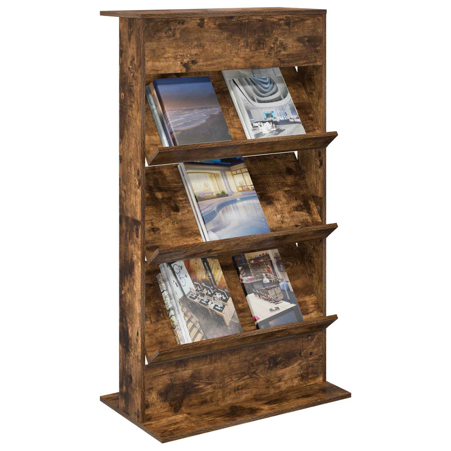Tijdschrift Rek Gerookt eiken 70 x 41 x 126 cm Bewerkt hout