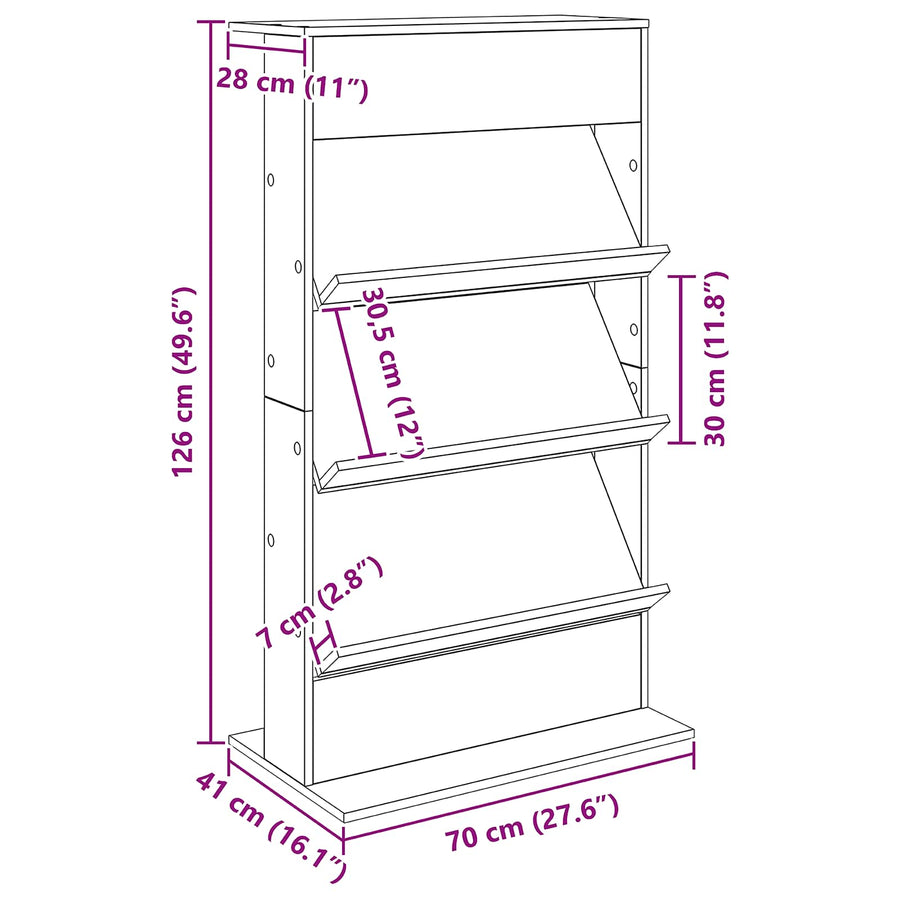 Tijdschrift Rek Gerookt eiken 70 x 41 x 126 cm Bewerkt hout