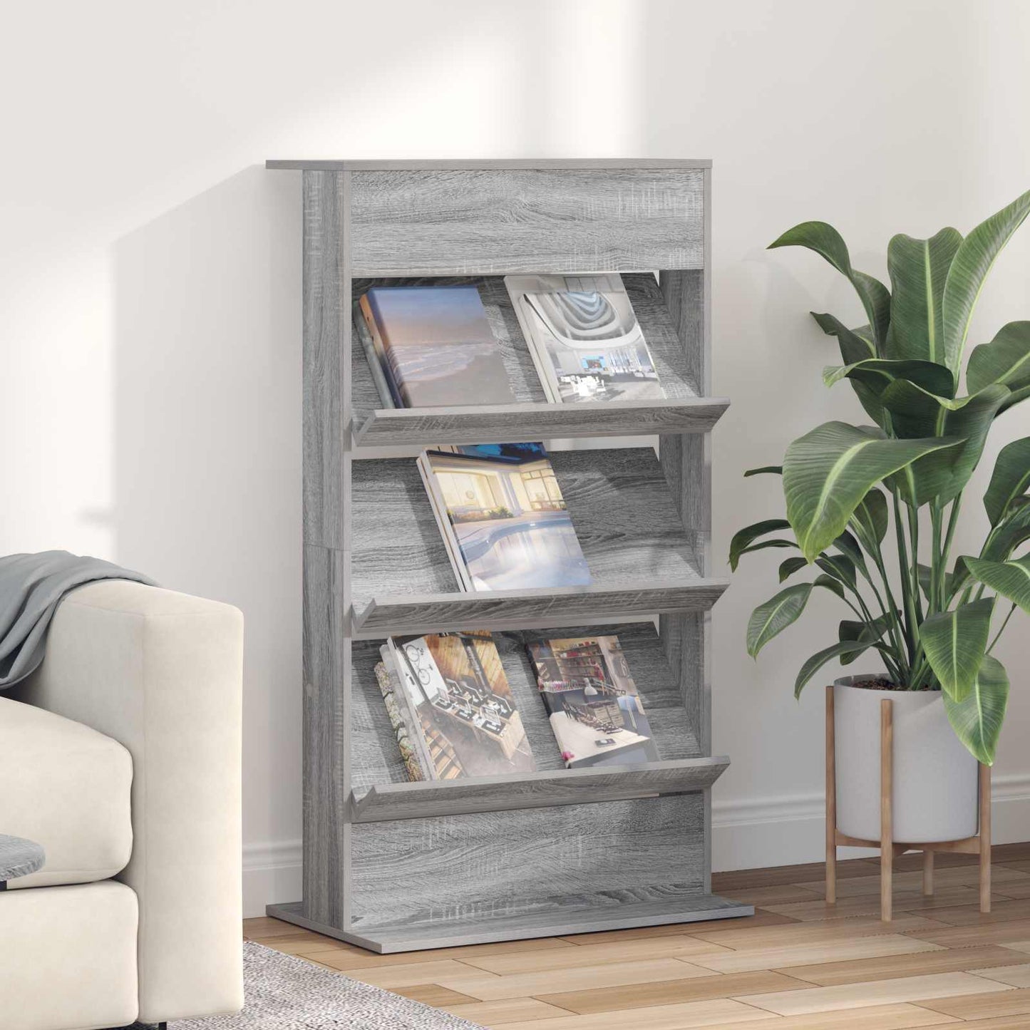 Tijdschrift Rek Grijs Sonoma 70 x 41 x 126 cm Bewerkt hout