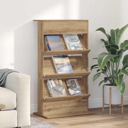 Tijdschriftenrek artisan eiken 70x41x126 cm bewerkt hout