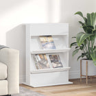 Magazine Rack With Shelf White 70 X 41 X 96 Cm Engineered Wood