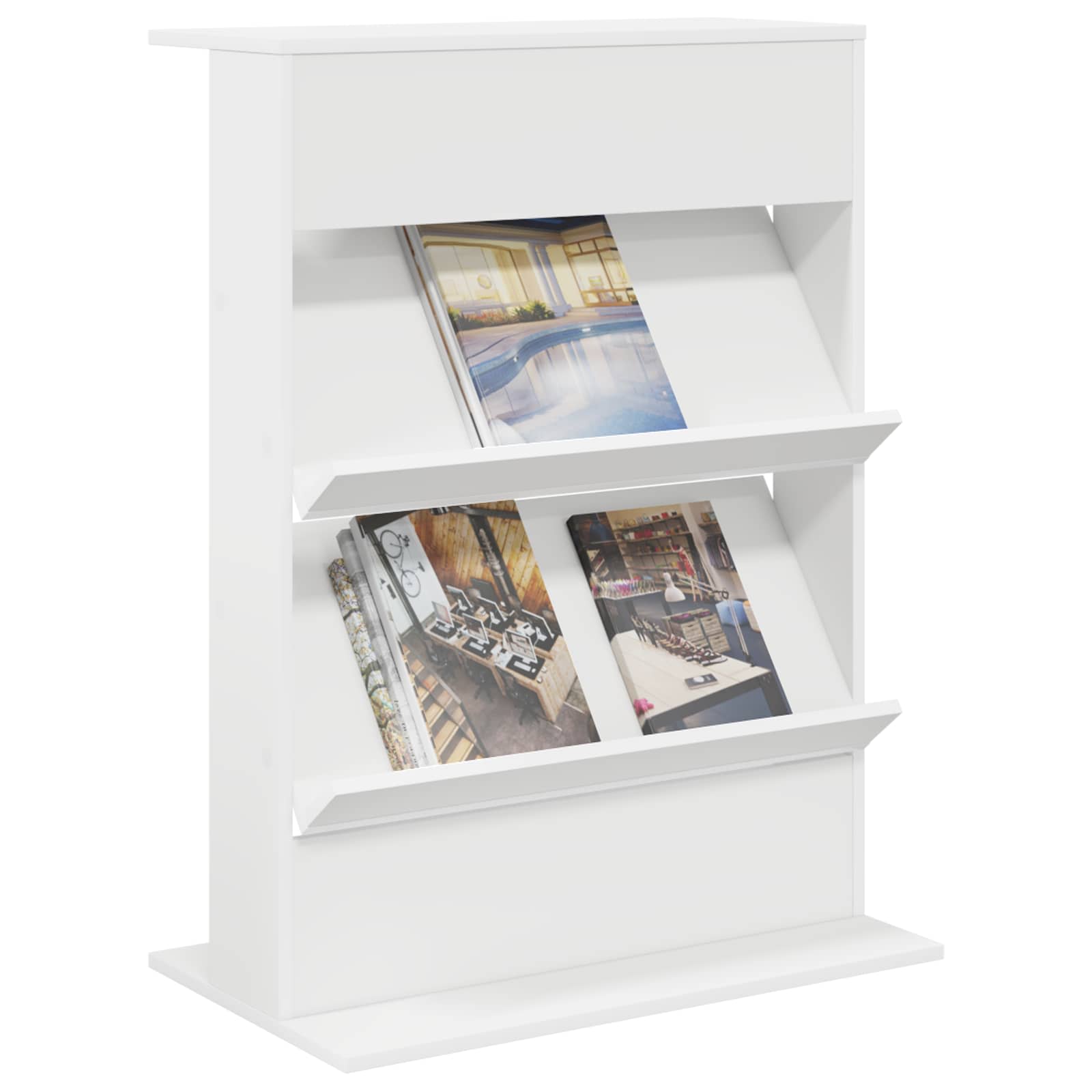 Tijdschrift Rek Met Plank Wit 70 X 41 X 96 Cm Bewerkt Hout