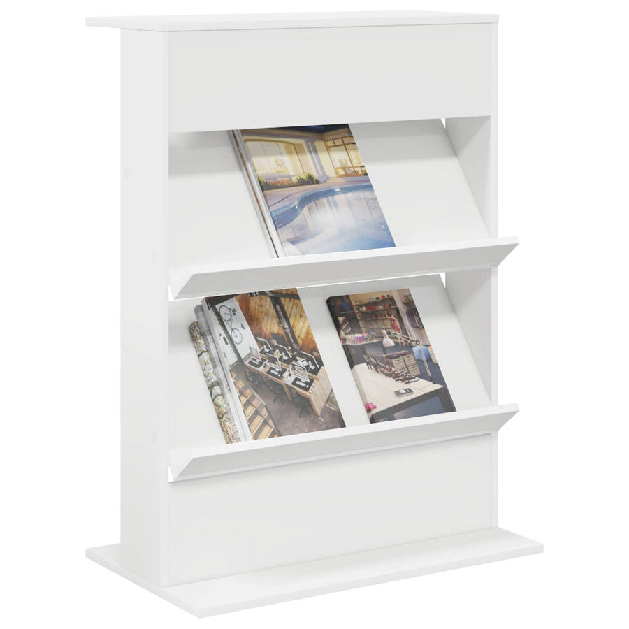 Tijdschrift Rek Met Plank Wit 70 X 41 X 96 Cm Bewerkt Hout