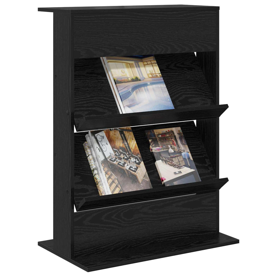 Tijdschrift Rek Zwart Eiken 70 x 41 x 96 cm Bewerkt hout