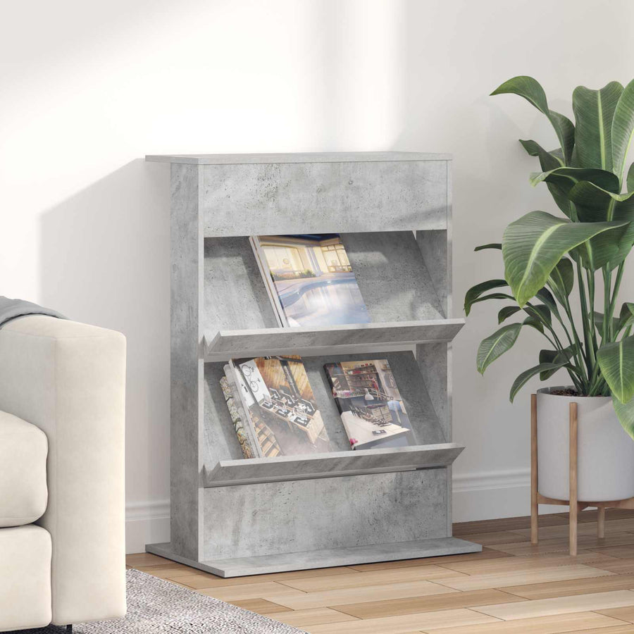 Tijdschrift Rek Beton Grijs 70 x 41 x 96 cm Bewerkt hout