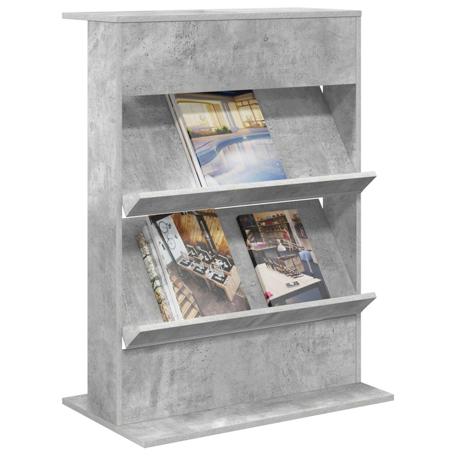 Tijdschrift Rek Beton Grijs 70 x 41 x 96 cm Bewerkt hout