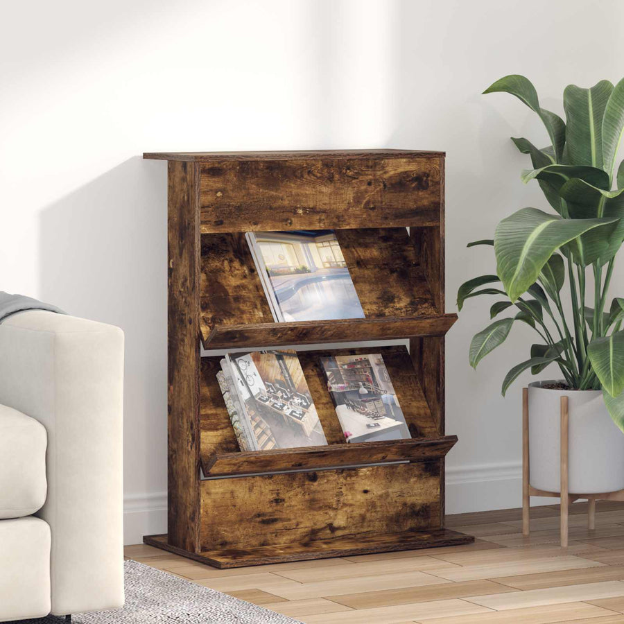 Tijdschrift Rek Gerookt eiken 70 x 41 x 96 cm Bewerkt hout