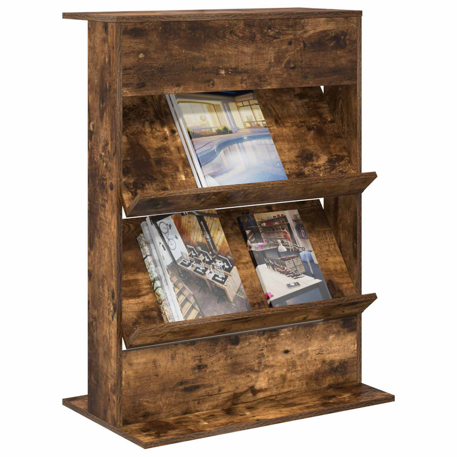 Tijdschrift Rek Gerookt eiken 70 x 41 x 96 cm Bewerkt hout