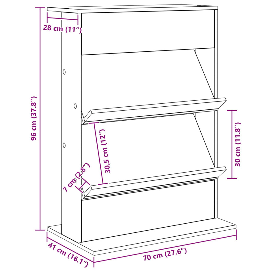Tijdschrift Rek Grijs Sonoma 70 x 41 x 96 cm Bewerkt hout