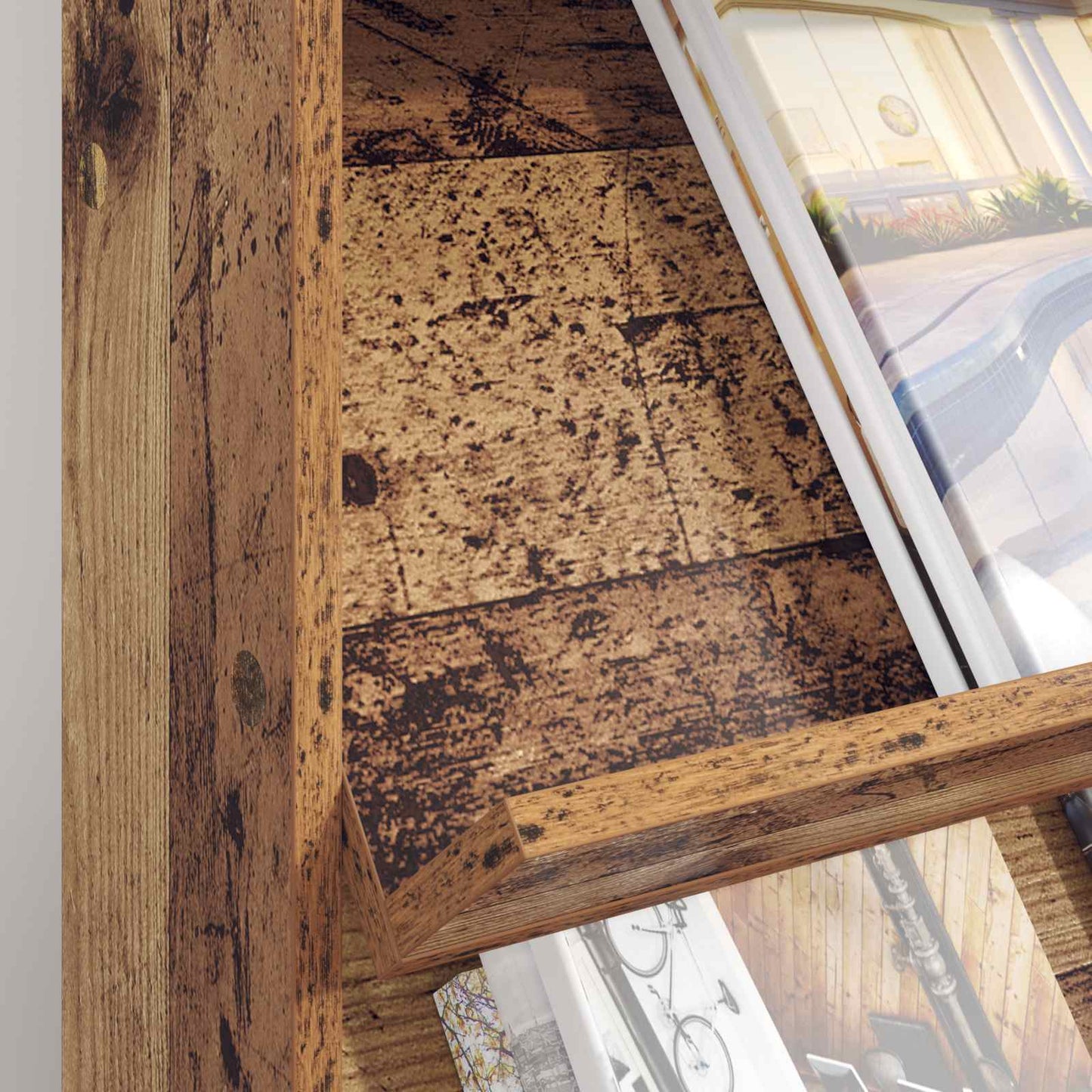 Tijdschrift Rek met plank Oudhout 70 x 41 x 96 cm Bewerkt hout