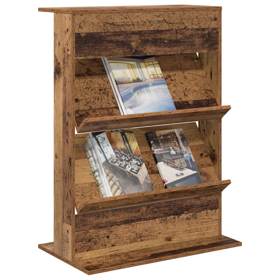 Tijdschrift Rek met plank Oudhout 70 x 41 x 96 cm Bewerkt hout