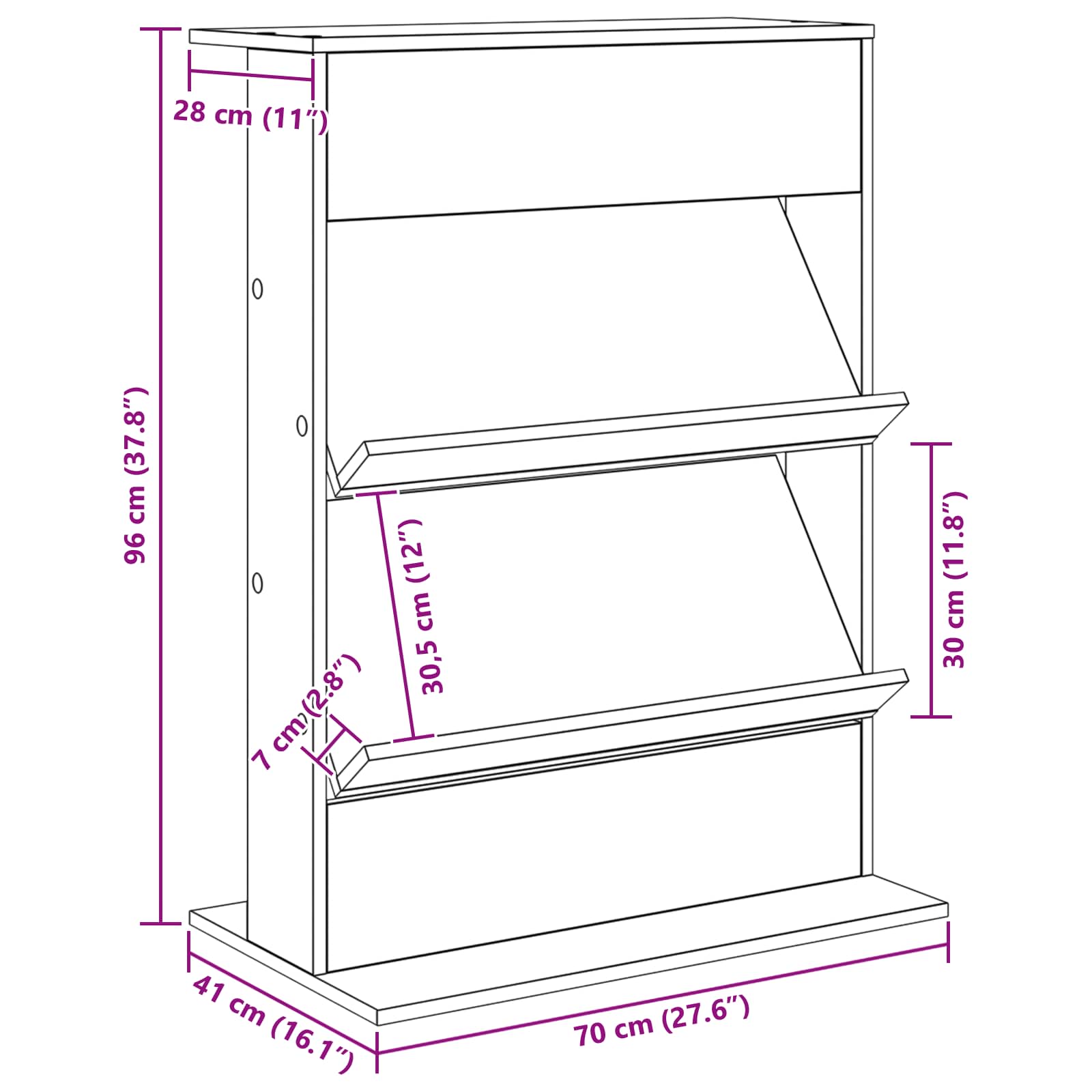 Tijdschrift Rek met plank Oudhout 70 x 41 x 96 cm Bewerkt hout
