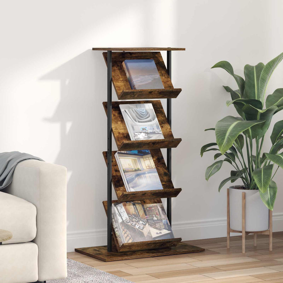 Tijdschrift Rek 68 X 40 X 123.5 Cm Bewerkt Hout Gerookt eiken