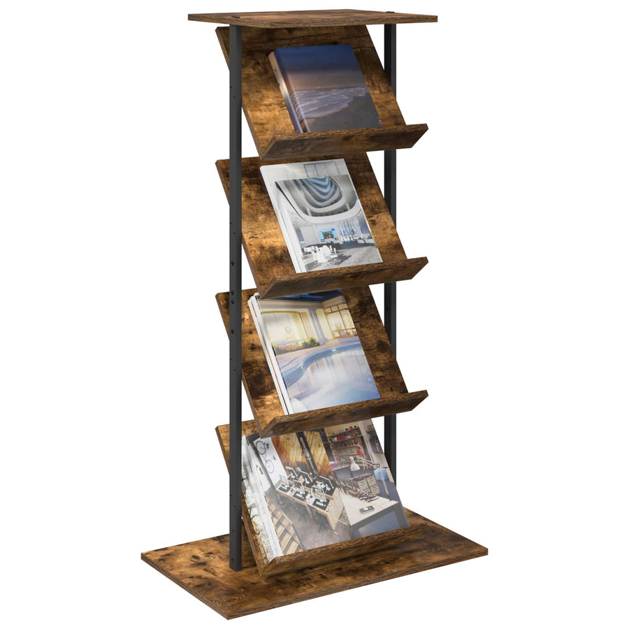 Tijdschrift Rek 68 X 40 X 123.5 Cm Bewerkt Hout Gerookt eiken