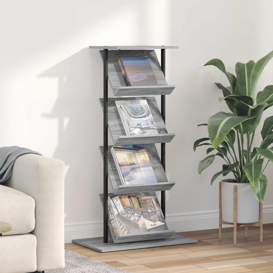 Tijdschrift Rek 68 X 40 X 123.5 Cm Bewerkt Hout Grijs sonoma