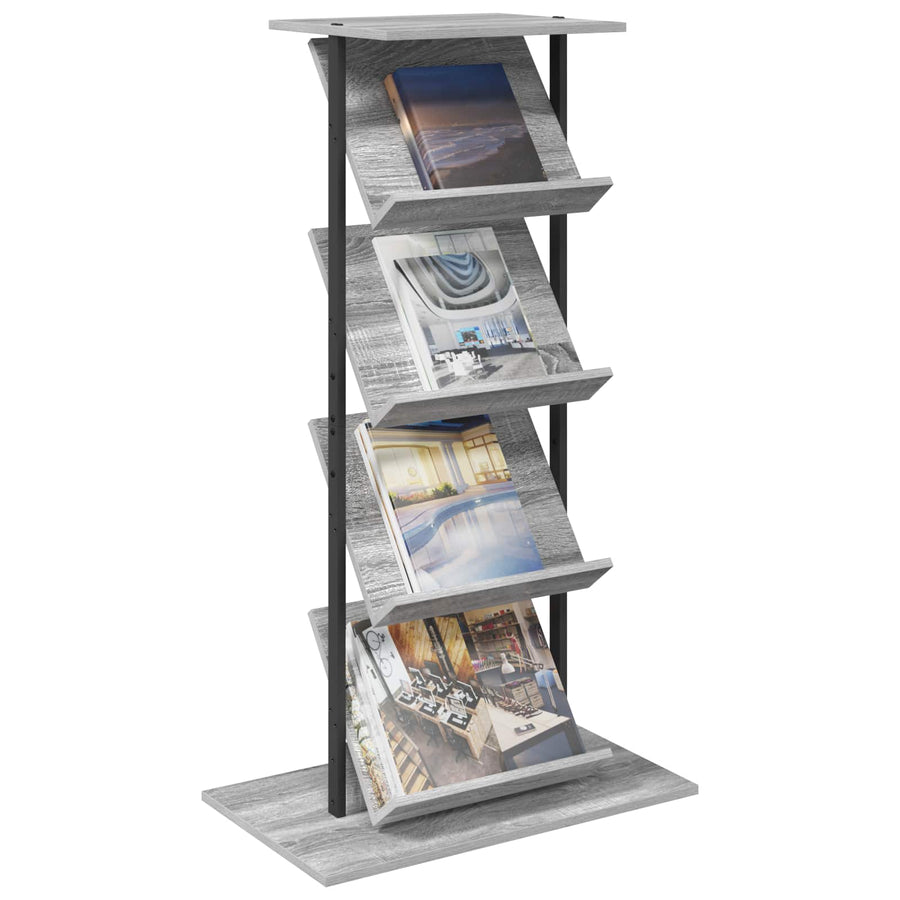 Tijdschrift Rek 68 X 40 X 123.5 Cm Bewerkt Hout Grijs sonoma