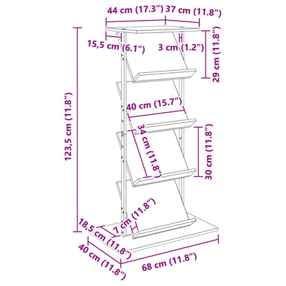 Tijdschrift Rek 68 X 40 X 123.5 Cm Bewerkt Hout Grijs sonoma