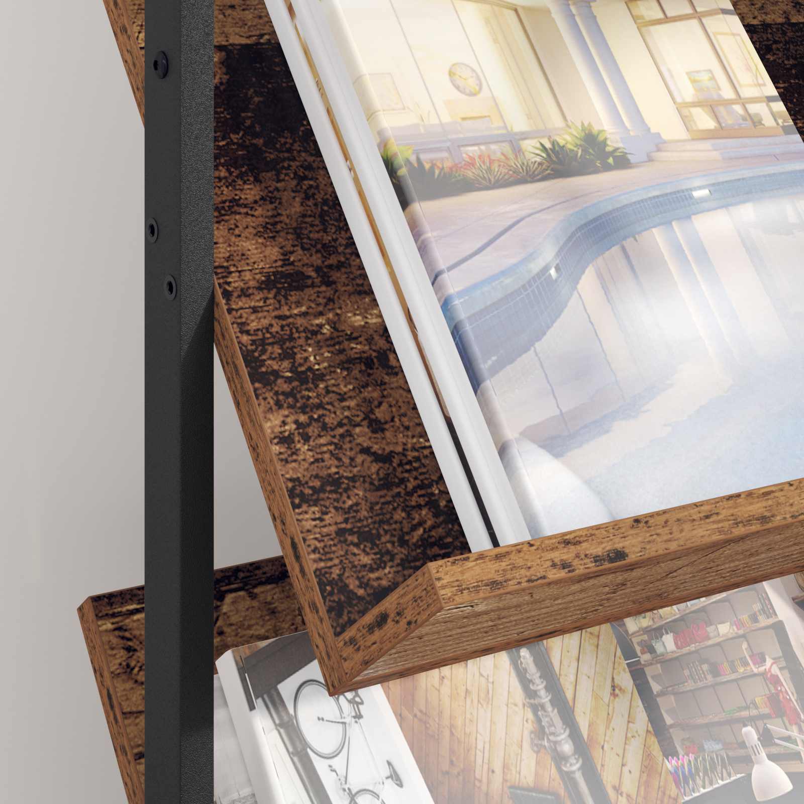 Tijdschrift Rek Oudhout 68 X 40 X 123.5 Cm Bewerkt Hout Oud hout