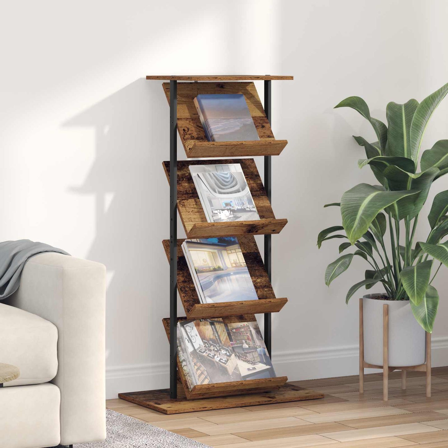 Tijdschrift Rek Oudhout 68 X 40 X 123.5 Cm Bewerkt Hout Oud hout
