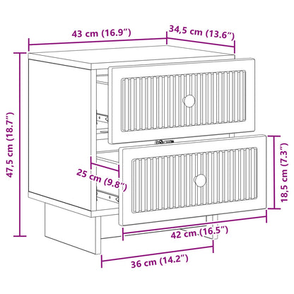 Nachtkastje met lade 2 pcs Wit 43 x 34,5 x 47,5 cm Bewerkt hout