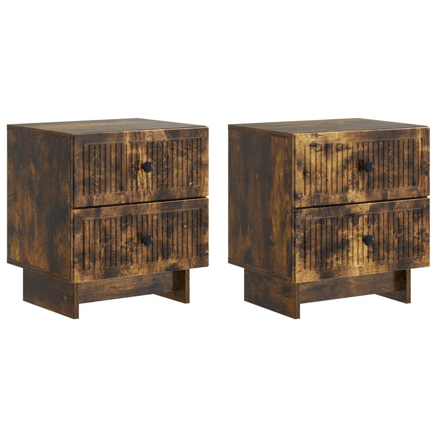 Nachtkastje met lade 2 pcs Gerookt eiken 43 x 34,5 x 47,5 cm