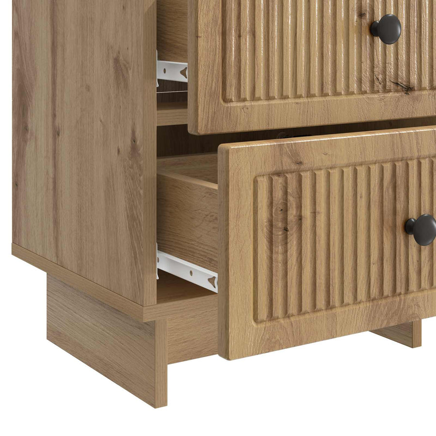 Nachtkastje Artisanaal eiken 43 x 34,5 x 47,5 cm Bewerkt hout