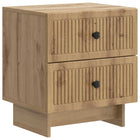 Nachtkastje bewerkt hout 43x34,5x47,5 cm artisanaal eiken