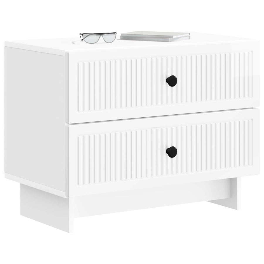 Nachtkastje Hoogglans Wit 62 x 34,5 x 47,5 cm Bewerkt hout