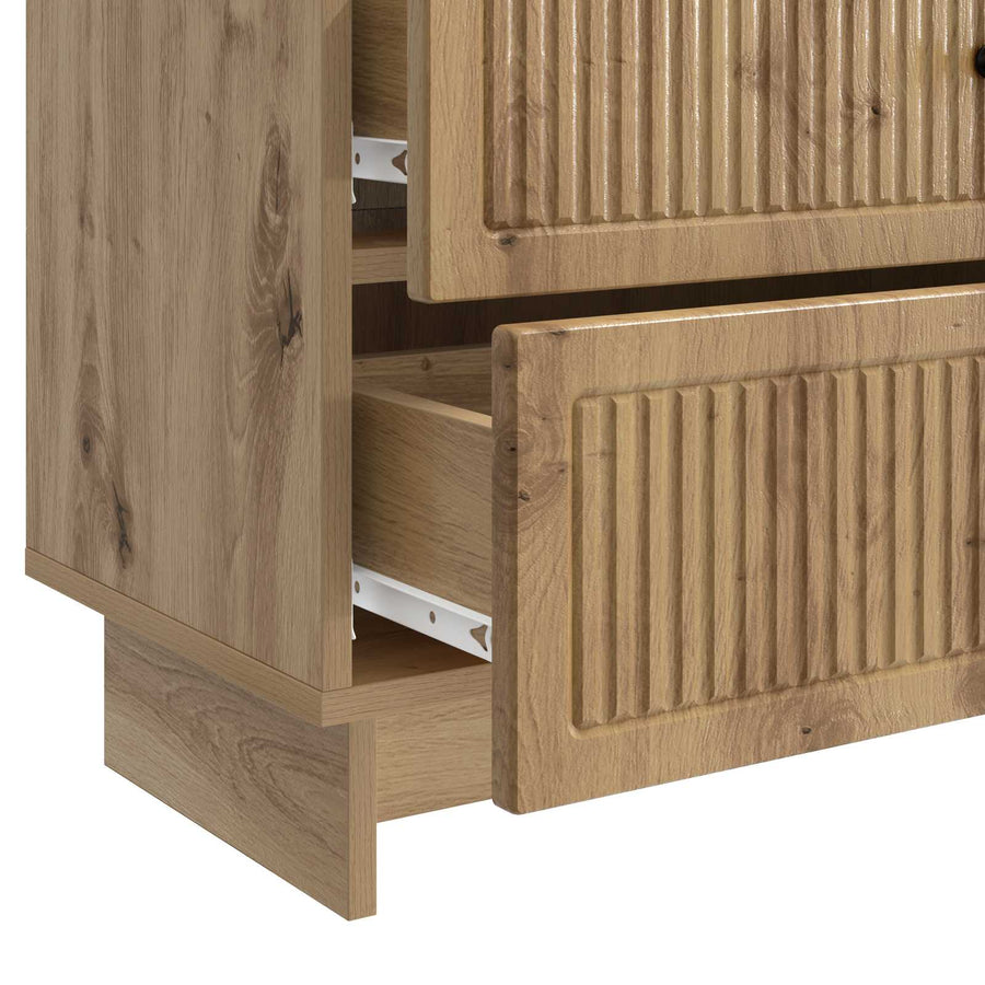 Nachtkastje Artisanaal eiken 62 x 34,5 x 47,5 cm Bewerkt hout