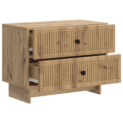 Nachtkastje Artisanaal eiken 62 x 34,5 x 47,5 cm Bewerkt hout