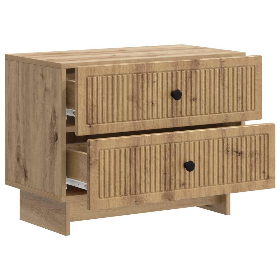 Nachtkastje Artisanaal eiken 62 x 34,5 x 47,5 cm Bewerkt hout