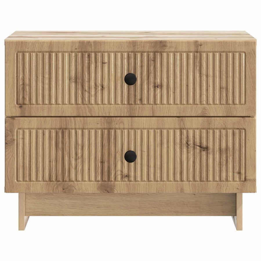 Nachtkastje Artisanaal eiken 62 x 34,5 x 47,5 cm Bewerkt hout
