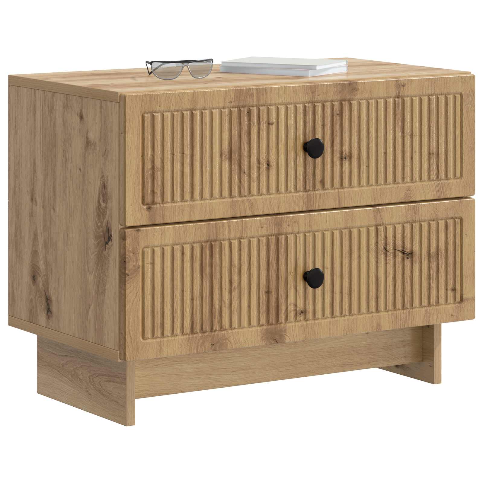 Nachtkastje Artisanaal eiken 62 x 34,5 x 47,5 cm Bewerkt hout