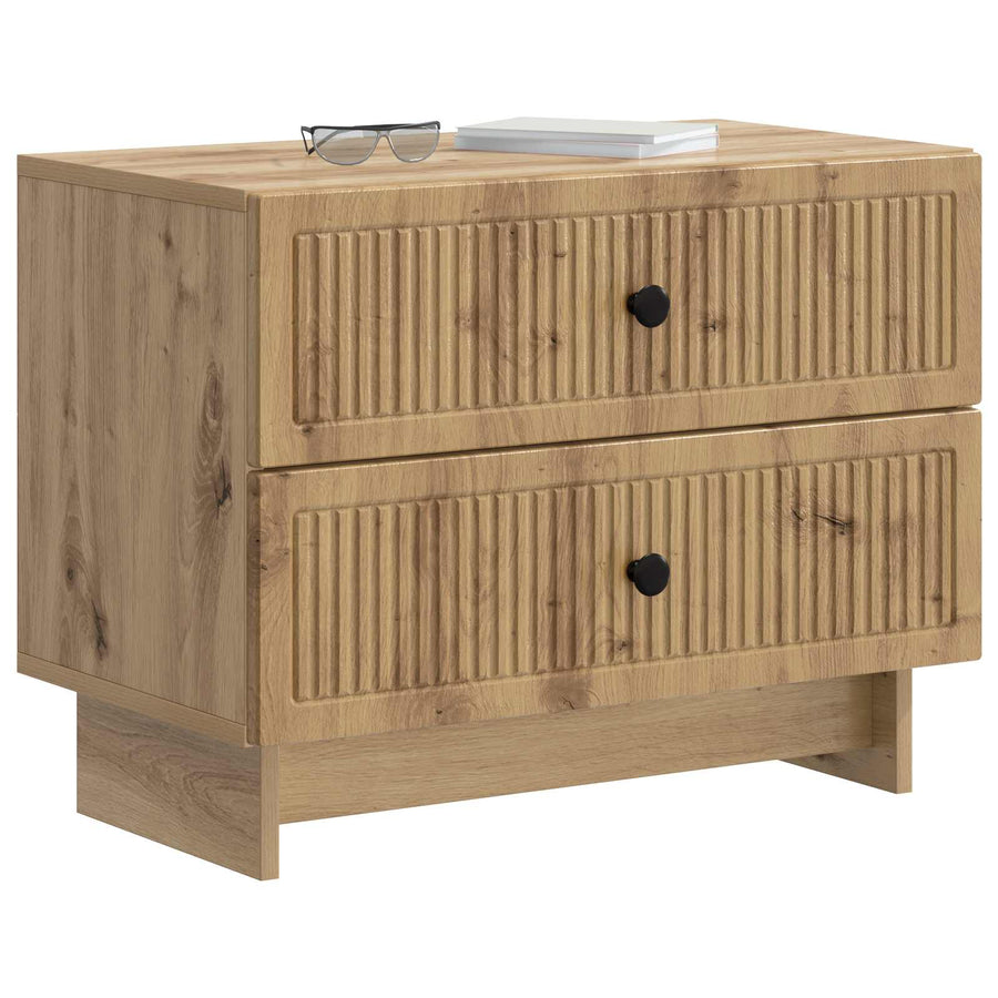 Nachtkastje Artisanaal eiken 62 x 34,5 x 47,5 cm Bewerkt hout
