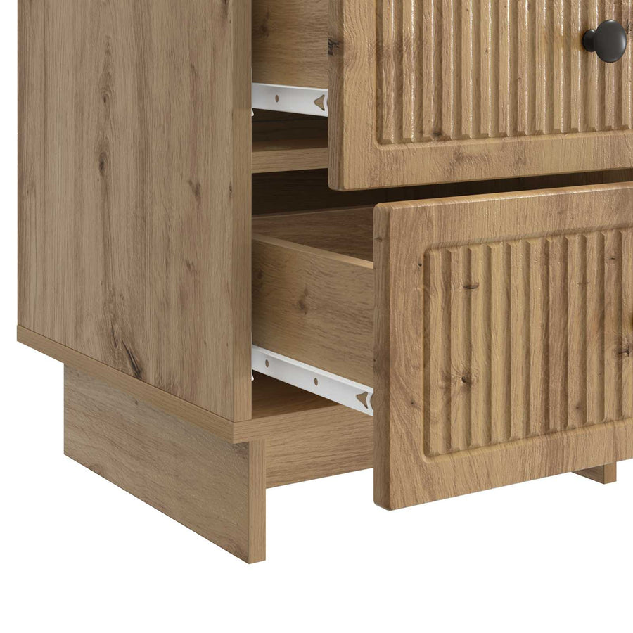 Nachtkastje Artisanaal eiken 43 x 41 x 66,5 cm Bewerkt hout