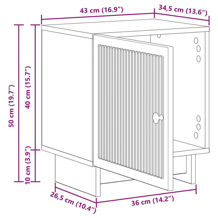 Nachtkastje Grijs sonoma 43 x 34,5 x 50 cm Bewerkt hout