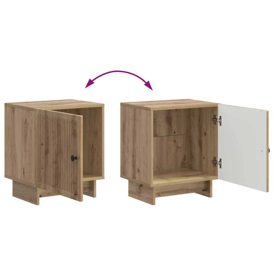 Nachtkastje Artisanaal eiken 43 x 34,5 x 50 cm Bewerkt hout