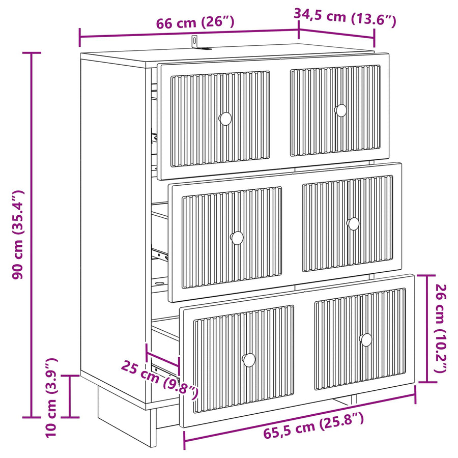 Ladenkast Zwart 66 x 34,5 x 90 cm Bewerkt hout