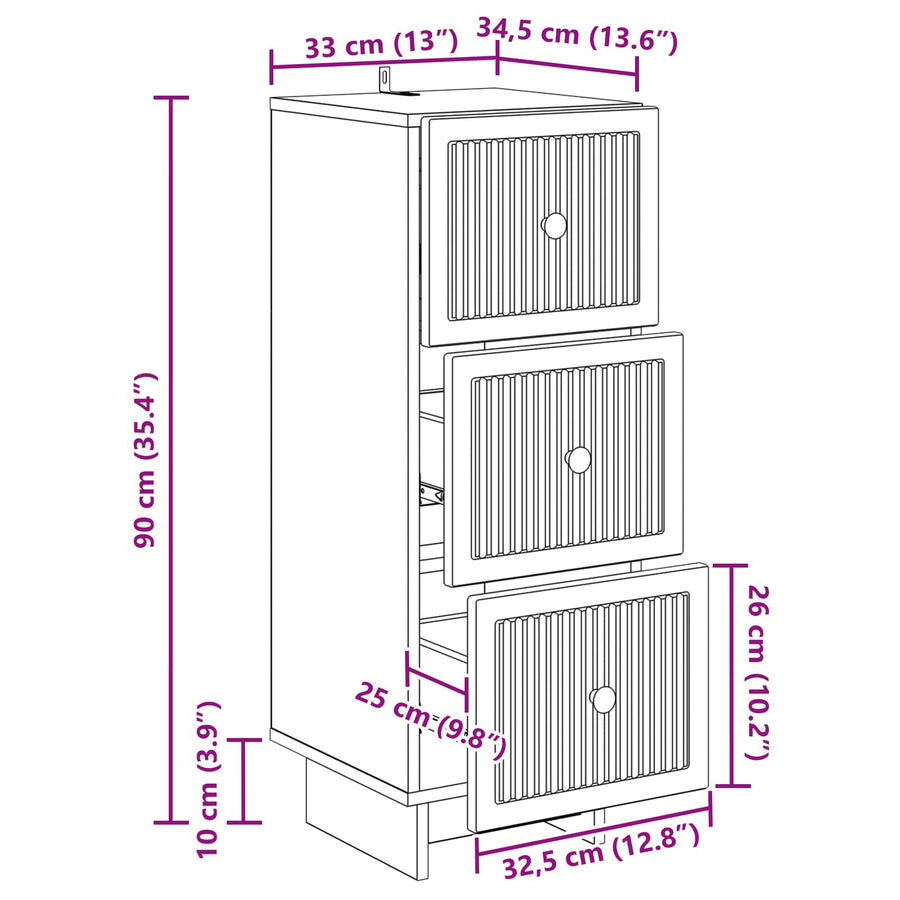 Ladenkast Sonoma Eiken 33 x 34,5 x 90 cm Bewerkt hout