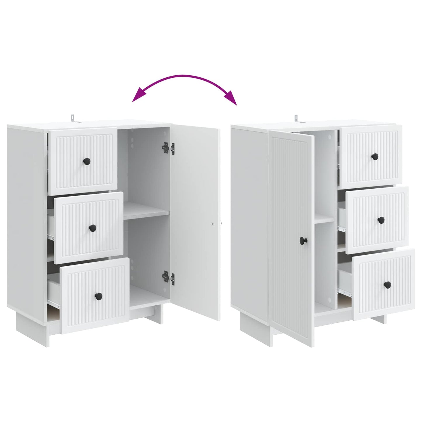 Dressoir met lade Wit 66 x 34,5 x 90 cm Bewerkt hout