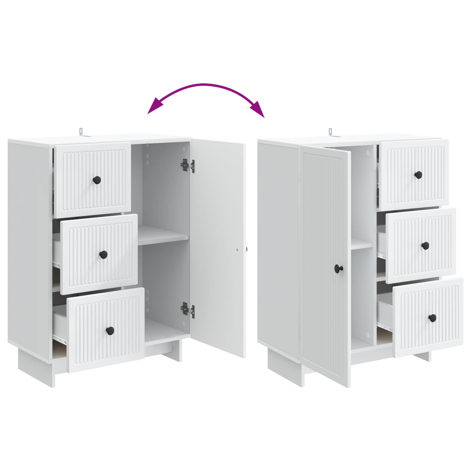 Dressoir met lade Wit 66 x 34,5 x 90 cm Bewerkt hout