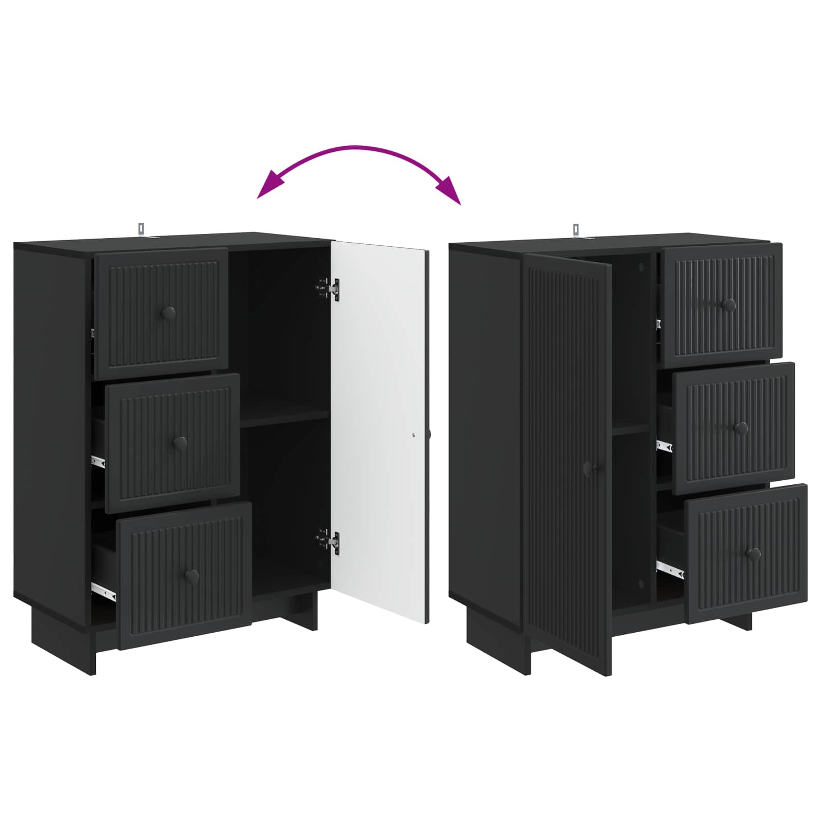 Dressoir met lade Zwart 66 x 34,5 x 90 cm Bewerkt hout