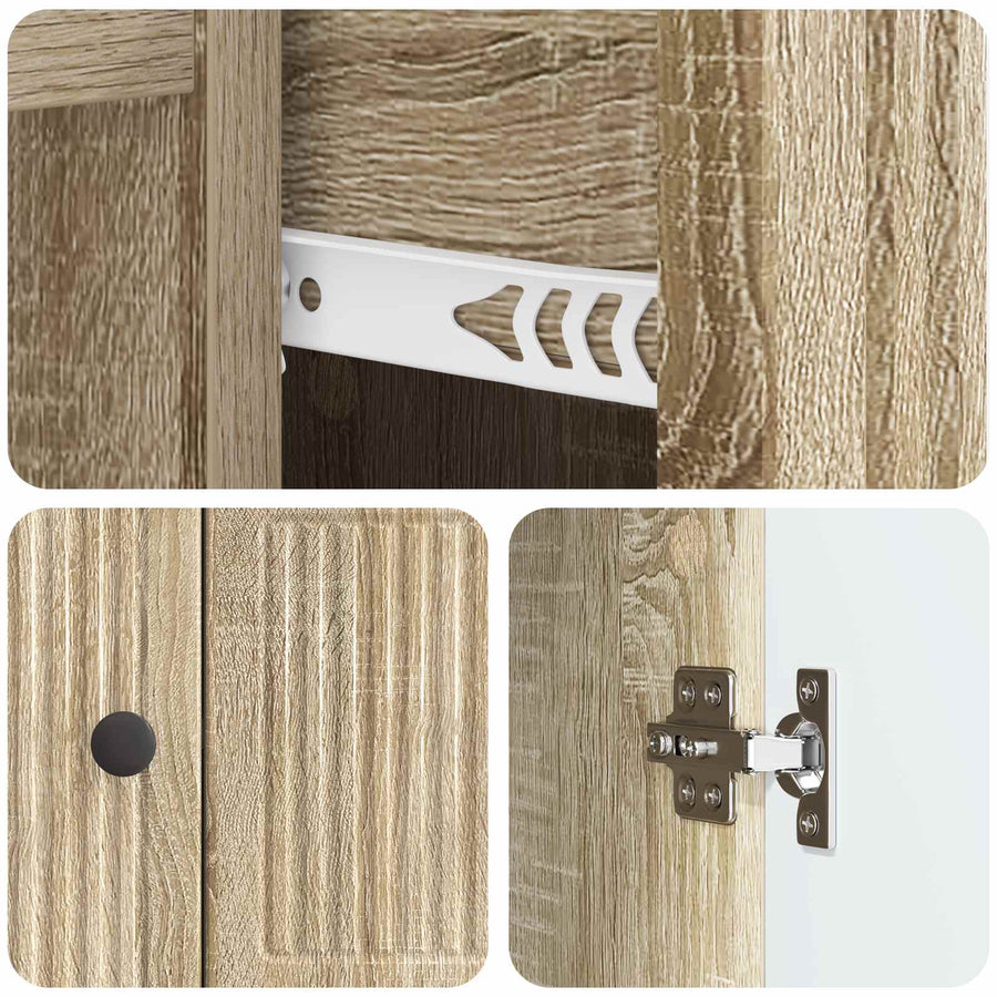 Dressoir met lade Sonoma Eiken 66 x 34,5 x 90 cm Bewerkt hout