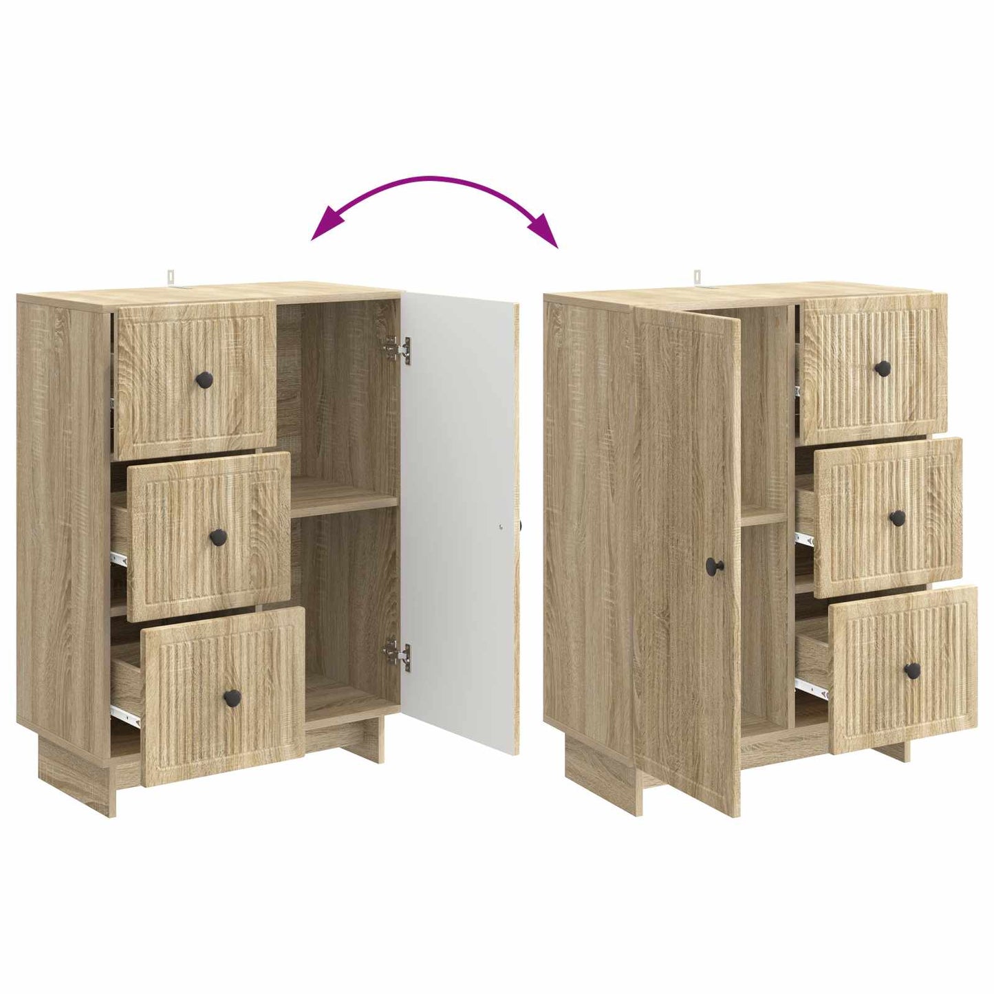 Dressoir met lade Sonoma Eiken 66 x 34,5 x 90 cm Bewerkt hout