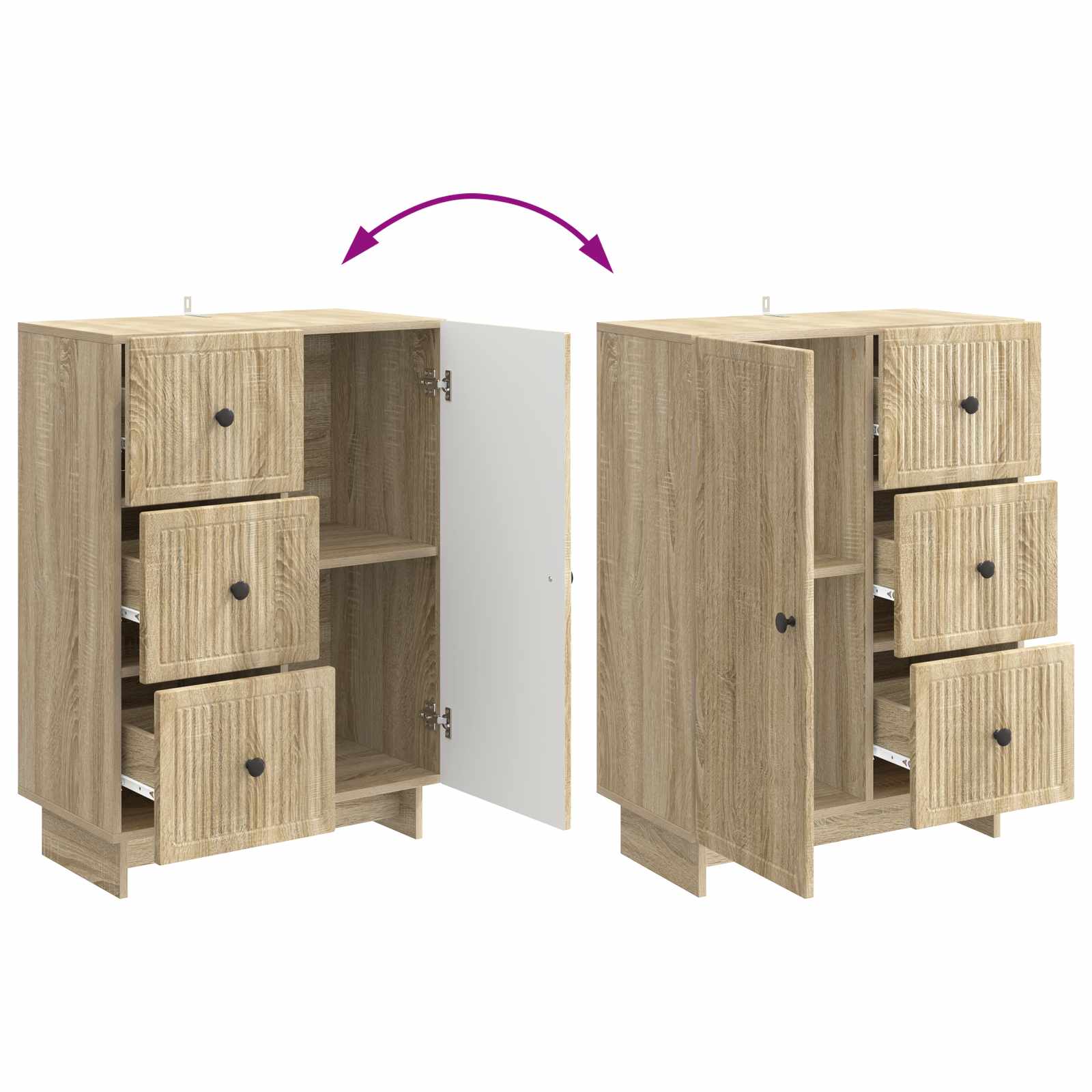 Dressoir met lade Sonoma Eiken 66 x 34,5 x 90 cm Bewerkt hout