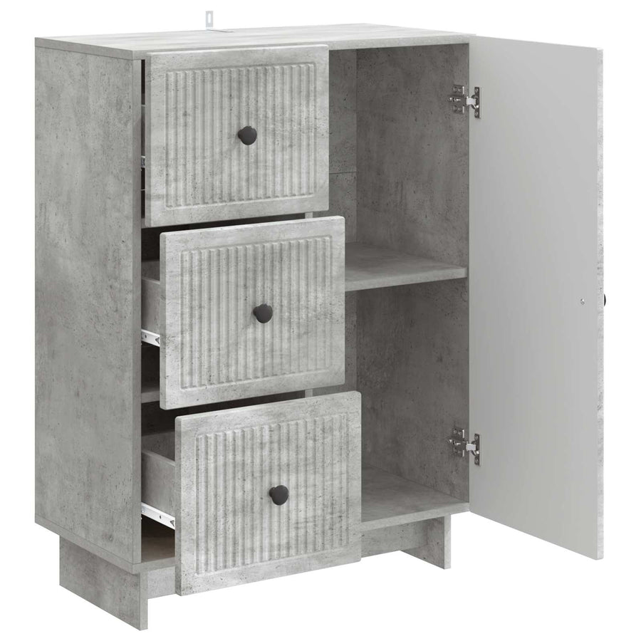 Dressoir met lade Betongrijs 66 x 34,5 x 90 cm Bewerkt hout