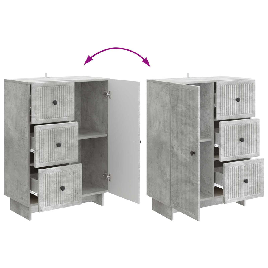 Dressoir met lade Betongrijs 66 x 34,5 x 90 cm Bewerkt hout