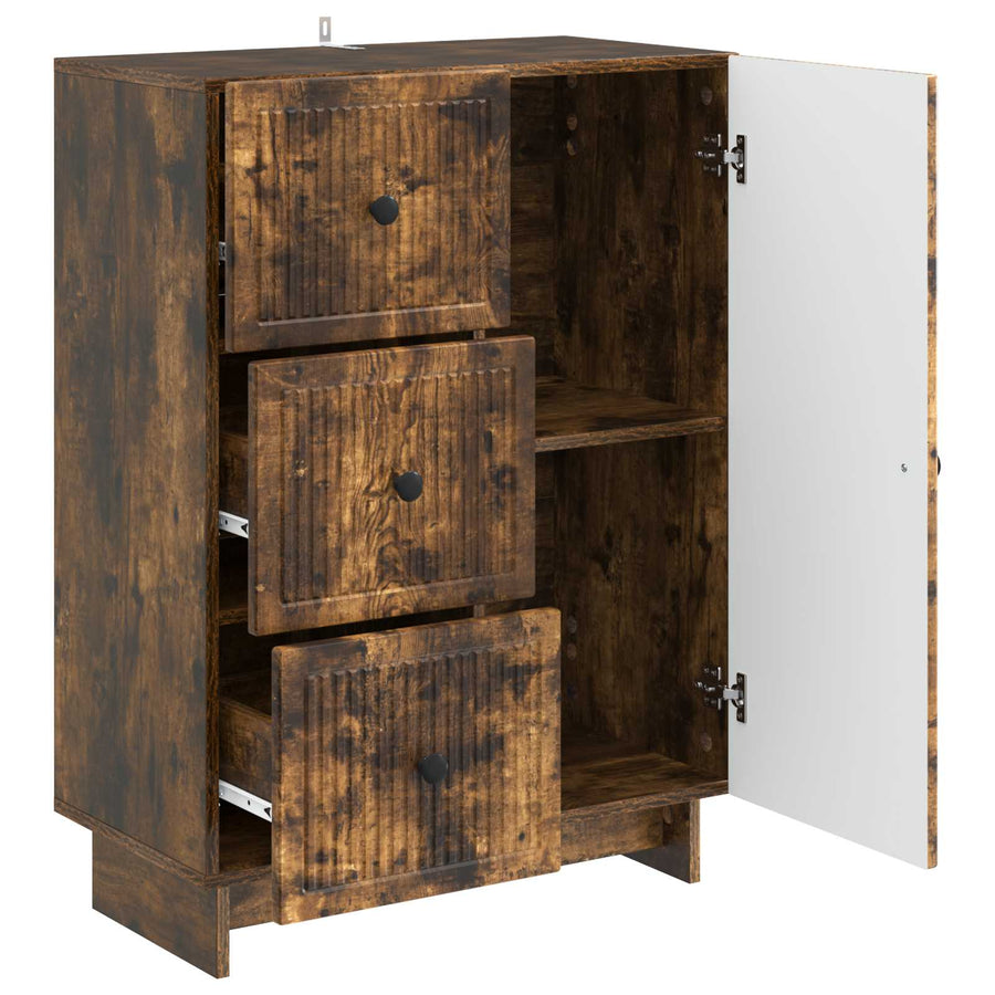 Dressoir met lade Gerookt eiken 66 x 34,5 x 90 cm Bewerkt hout