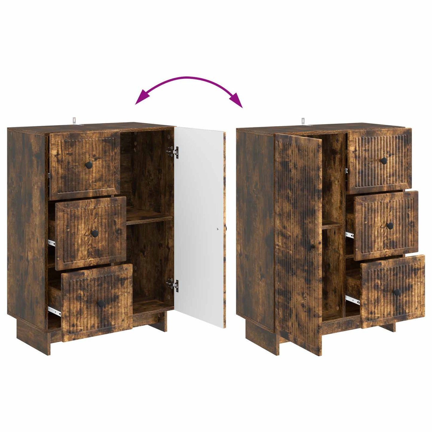 Dressoir met lade Gerookt eiken 66 x 34,5 x 90 cm Bewerkt hout