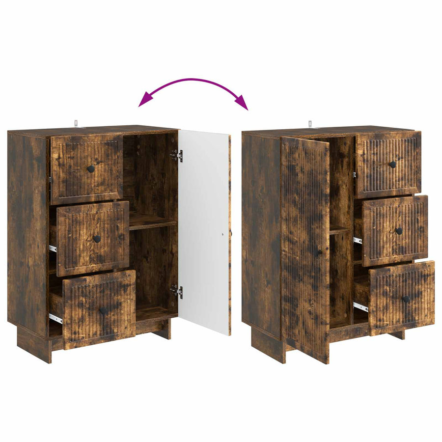 Dressoir met lade Gerookt eiken 66 x 34,5 x 90 cm Bewerkt hout